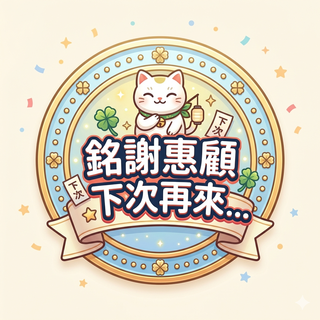 銘謝惠顧下次再來