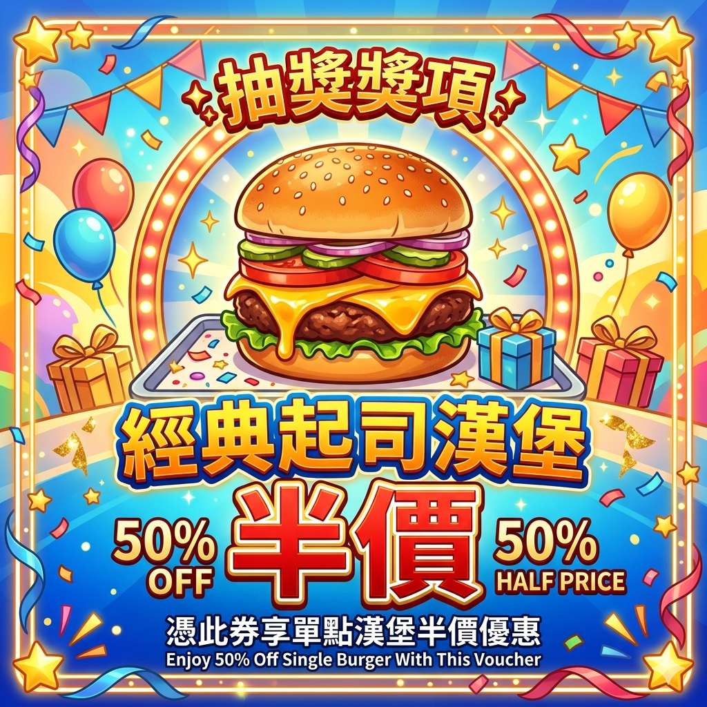 經典起司漢堡半價